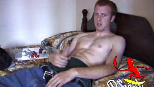 After skateboarding with his buddies, Jackson goes inside to beat off. When he stands and pulls down his pants, we are treated to a nice looking bulge in those dark boxers.