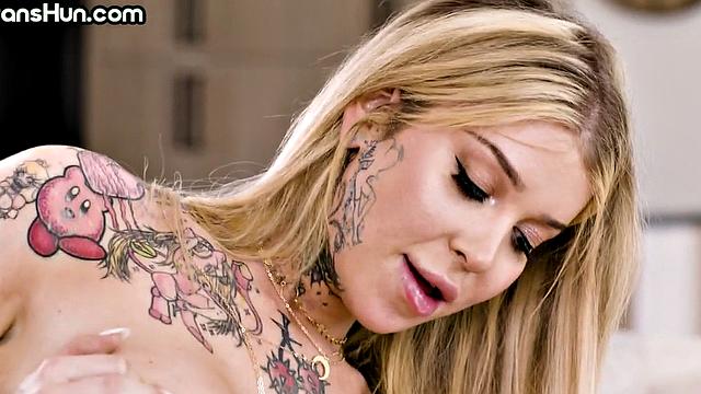 Inked bigtitted tranny pounding busty hairy GF