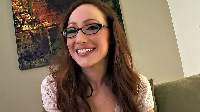 Naughty School Girl gets off with glasses & bra on, fingering her pussy and getting kinky