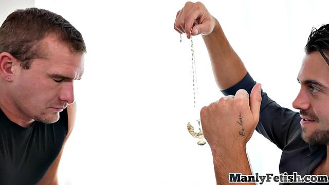 Hairy muscled jock gets rimjob