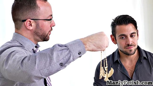 Hairy muscled jock gets rimjob