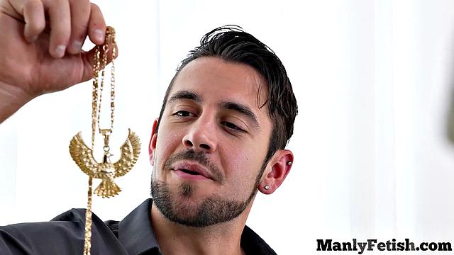 Hairy muscled jock gets rimjob