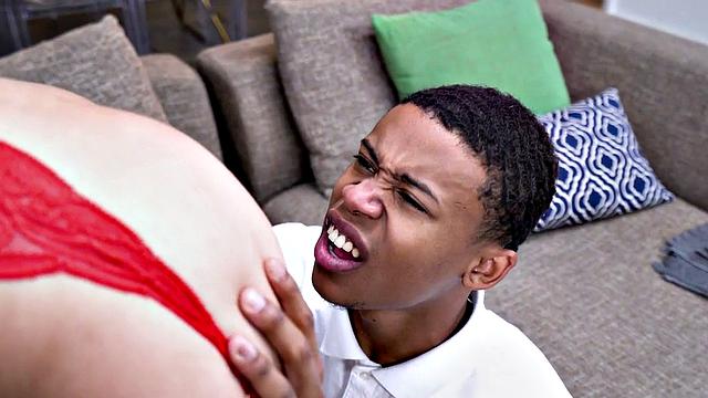 Stepson bangs his stepmom's bald pussy while she wears sexy lingerie