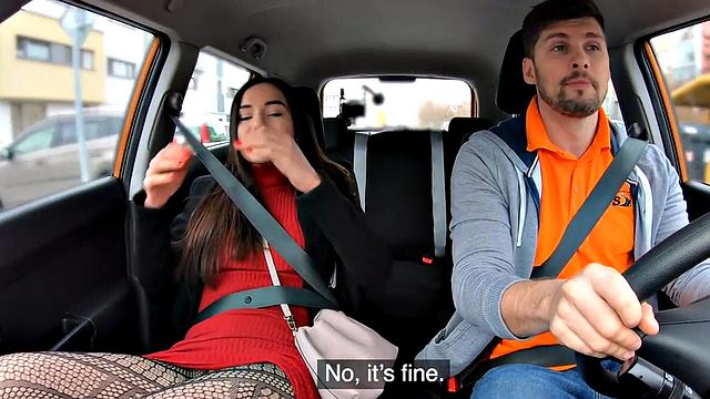 Classy learner driver pussybanged by instructor in car