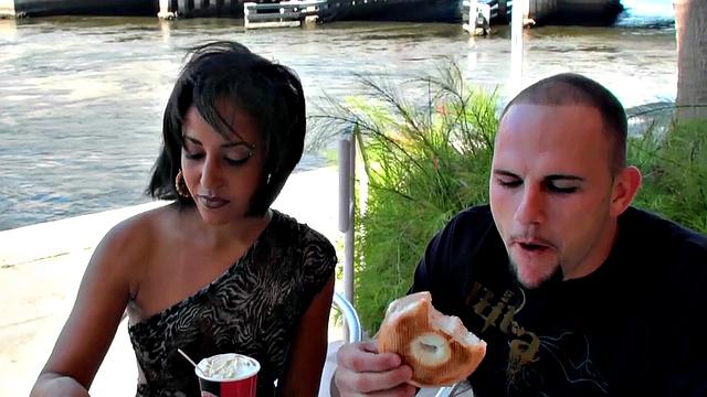 Latina Taco gives a killer outdoor handjob & fucks like a pro in the living room