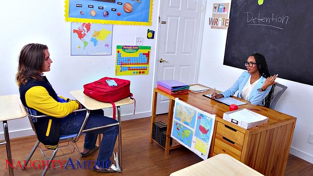 Professor Cali Sweets has alone time with her student in class