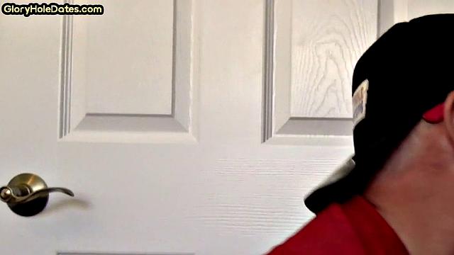 Homemade DILF sucks gloryhole pecker in closeup