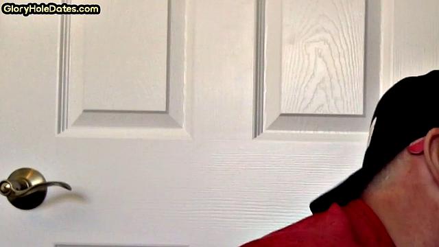 Homemade DILF sucks gloryhole pecker in closeup