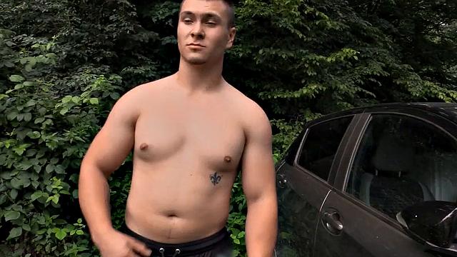 Euro picked up stud barebacked outdoors for POV cumshot