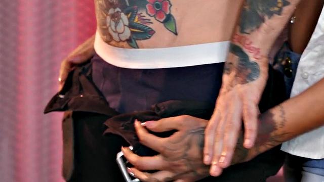 Tattooed TS barebacks BF after deepthroat sucking