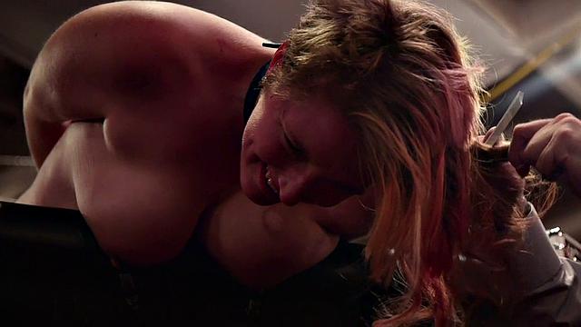 Public BDSM babe whipped by master and fingered mistress