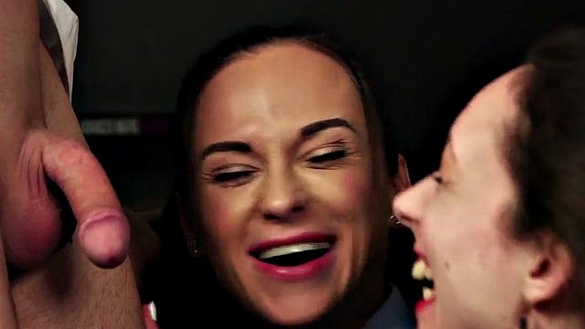 CFNM ladies enjoy sharing big cock while blowing dick