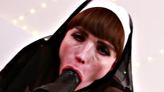 BDSM TS punished assfucked by machine after deepthroat