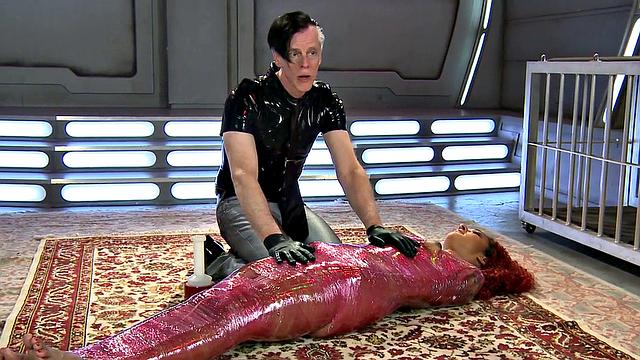 Redhead teacher dominates and humiliates tattooed black student during lesson