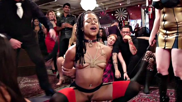 BDSM nympho bitches love hard group fucking