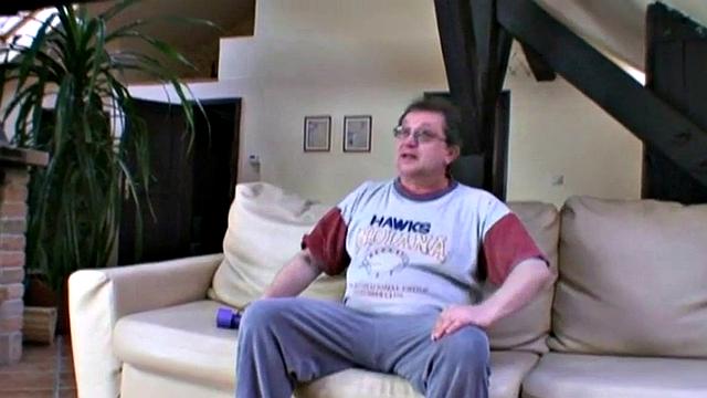 Naughty teen gets drilled hard by dirty grandpa on the sofa