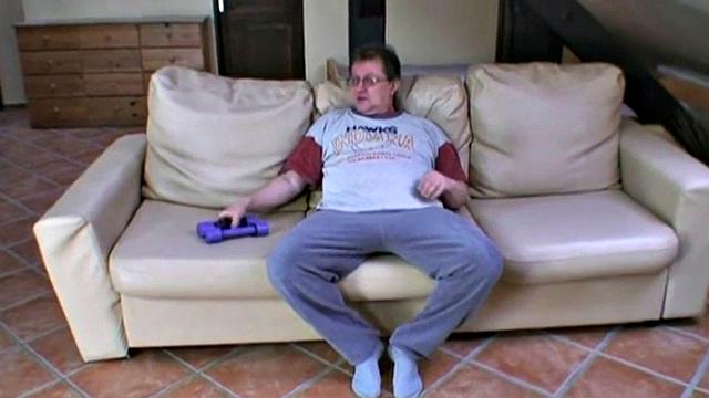 Naughty teen gets drilled hard by dirty grandpa on the sofa