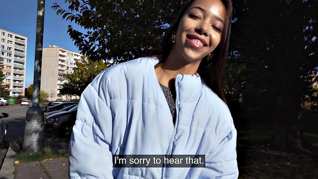 Ebony babe riding driver in POV