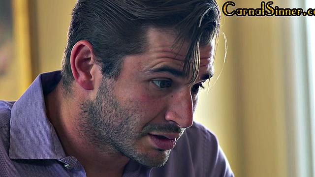 Tattooed babe fucked in 3some by BF and neighbor