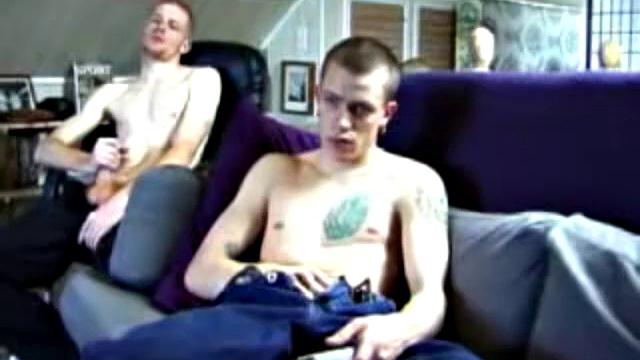 These two straight boys decide to jerk off while watching a porn video. The horny guys beat off and never once glance at the other, but the curiosity is there and it's obvious they're turned on by the other's presence.