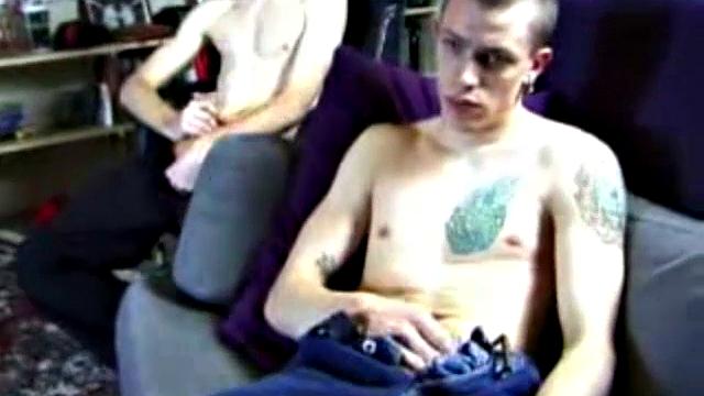 These two straight boys decide to jerk off while watching a porn video. The horny guys beat off and never once glance at the other, but the curiosity is there and it's obvious they're turned on by the other's presence.
