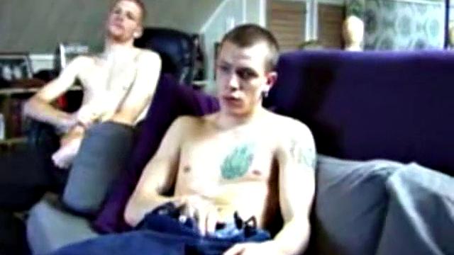 These two straight boys decide to jerk off while watching a porn video. The horny guys beat off and never once glance at the other, but the curiosity is there and it's obvious they're turned on by the other's presence.