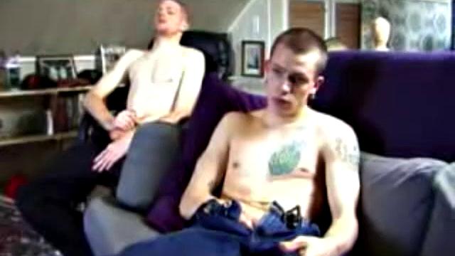 These two straight boys decide to jerk off while watching a porn video. The horny guys beat off and never once glance at the other, but the curiosity is there and it's obvious they're turned on by the other's presence.