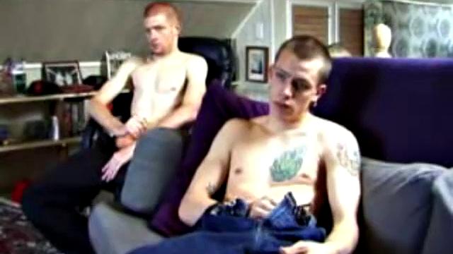 These two straight boys decide to jerk off while watching a porn video. The horny guys beat off and never once glance at the other, but the curiosity is there and it's obvious they're turned on by the other's presence.