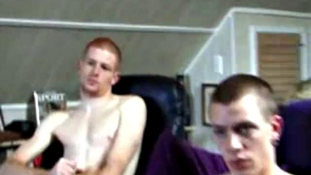 These two straight boys decide to jerk off while watching a porn video. The horny guys beat off and never once glance at the other, but the curiosity is there and it's obvious they're turned on by the other's presence.