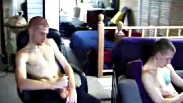 These two straight boys decide to jerk off while watching a porn video. The horny guys beat off and never once glance at the other, but the curiosity is there and it's obvious they're turned on by the other's presence.