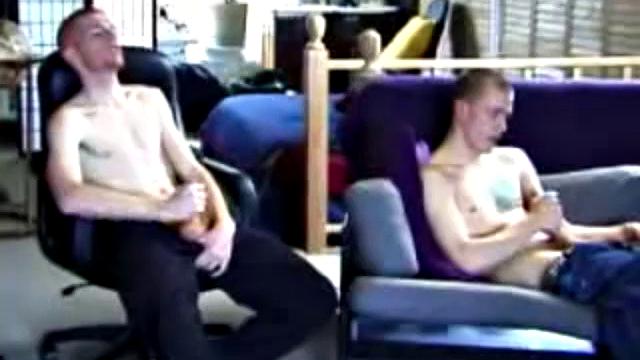 These two straight boys decide to jerk off while watching a porn video. The horny guys beat off and never once glance at the other, but the curiosity is there and it's obvious they're turned on by the other's presence.