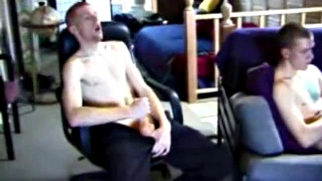 These two straight boys decide to jerk off while watching a porn video. The horny guys beat off and never once glance at the other, but the curiosity is there and it's obvious they're turned on by the other's presence.