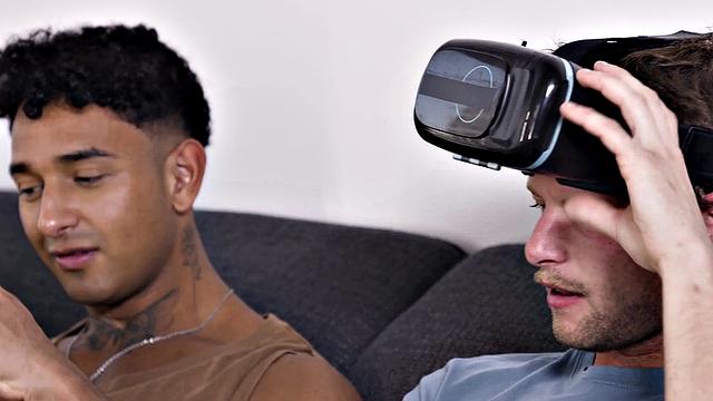 HETEROFLEXIBLE - Benjamin Blue Tries VR Porn With Kenzo Alvarez, Decides To Ride His Cock