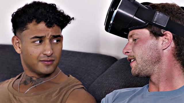 HETEROFLEXIBLE - Benjamin Blue Tries VR Porn With Kenzo Alvarez, Decides To Ride His Cock