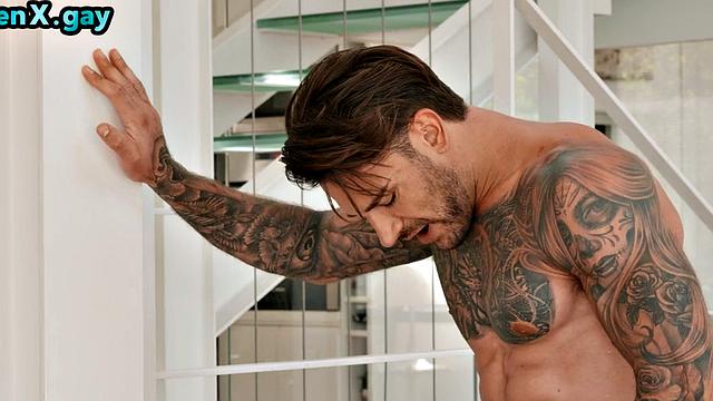 Manly jock gets deepthroat before anal while their BFF watches