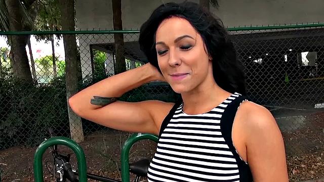 Watch Harlow, a pierced tattooed brunette, give a POV handjob and get fucked in the bedroom