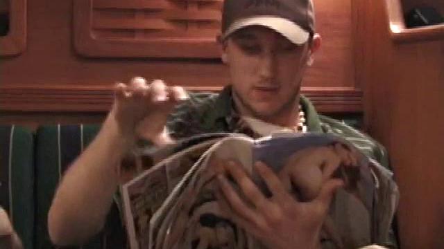 While these two are out on a friend's boat, Chad finds a stash of magazines, and they each start jacking off. It's not long before Nick has his cock in Chad's mouth.