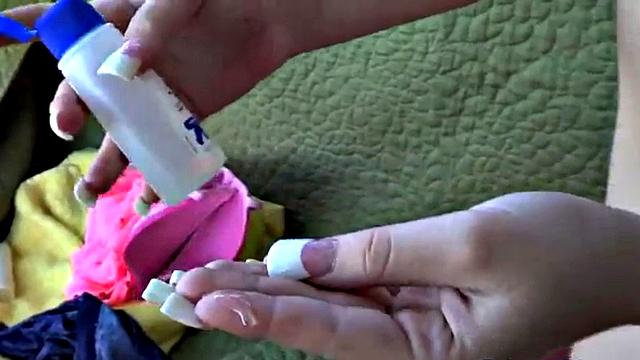 Petite teen Britney Blue toys her tight wet pussy