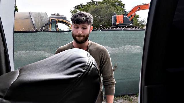 Picked up jock fucks gay ass in van before facial