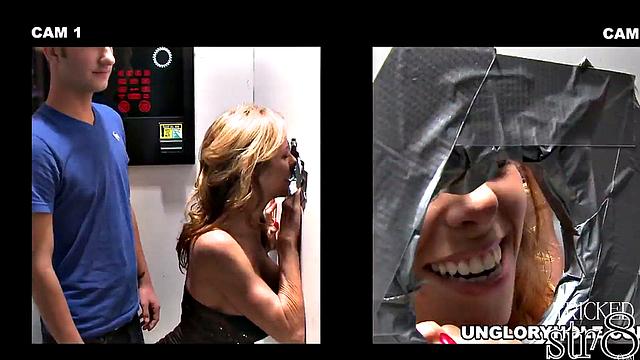 Straight guy can't resist a hard cock at the gloryhole