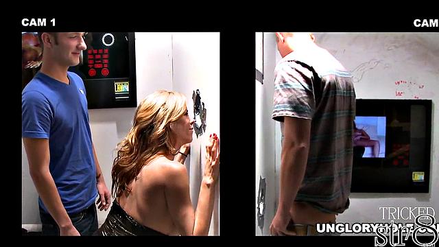 Straight guy can't resist a hard cock at the gloryhole
