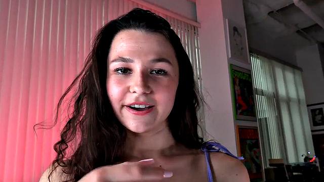 POV perky boobs babe gets banged in shaved twat