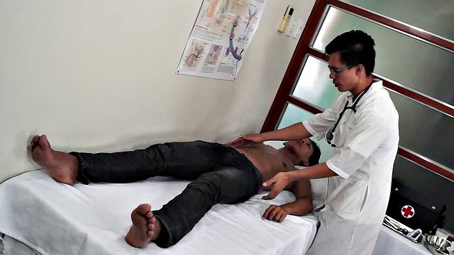 Asian twink asstoyed by perv doctor with medical tool
