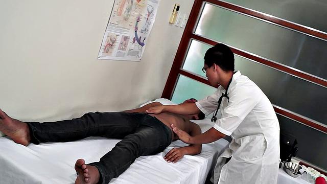 Asian twink asstoyed by perv doctor with medical tool