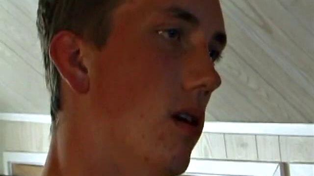 Derek is rubbing his cock through his sweat pants, before stripping them off to show us what he's packing. With the remote control in one hand and his lubed meat in the other, Derek comments on the size of his cock, asking if we like it.