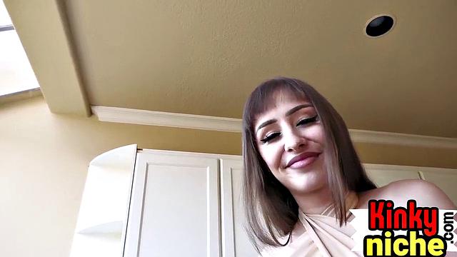 Cocksucking babe throating in pov before riding her lover