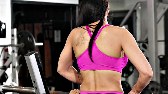 Curvy MILF gets her pussy and ass drilled hard in the gym