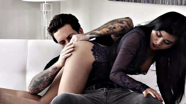 Full sexy Asian babe in lingerie gets banged in oriental muff