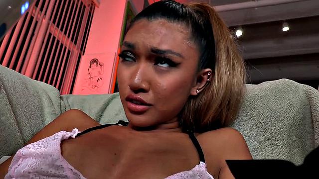 Deepthroat Asian babe in lingerie spoils guy in POV