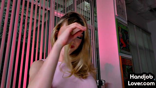 Cute blonde babe teases her lover